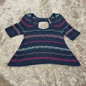 Free people open back short sleeve sweater XS